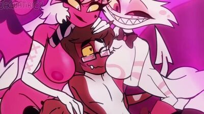 Angel x oc x verosika FFM orgy bitch mommy hazbin hotel helluva boss femboy trap