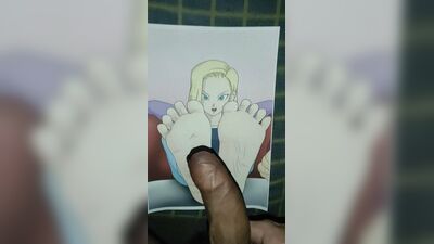 Ein Sperma-Tribut für die Füße von Android 18 (Dragon Ball Z)