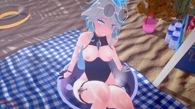Furina – Sex am Strand; Missionarsstellung; 3D-Sex-Porno-Hentai; (von @mastapov) [Genshin Impact]
