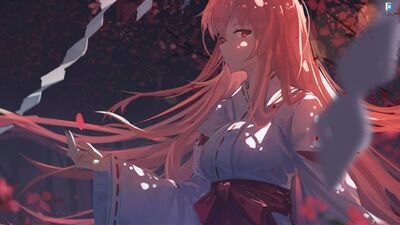 Une jeune fille d'anime aux cheveux roses vêtue d'un yukata - fond d'écran animé pour Wallpaper Engine