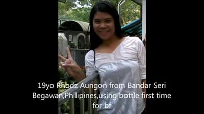 Filipina Pinay uses a bottle