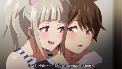Anime. Hentai-Porno. Zwei hübsche Mädchen verführen einen jungen Mann