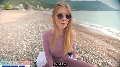 A slut on the beach