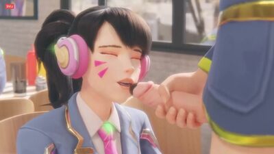 Mamada a escondidas de D.Va - porno de Overwatch [porno 3D, R34, hentai, SFM, todo tipo de sexo, hentai 3D, felación, mamada, paja, corrida en la boca, enfadada]