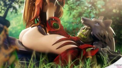A sensual Valeera leva com um enorme pau de orc (sexo no Warcraft)