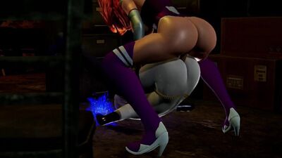 Starfire x Raven - futanari ; yuri ; lesbiennes ; domination ; gros cul ; fesses rebondies ; porno hentai 3D ; [DC Comics | Teen Titans]