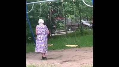 Grandmother smears the children's swing with feces