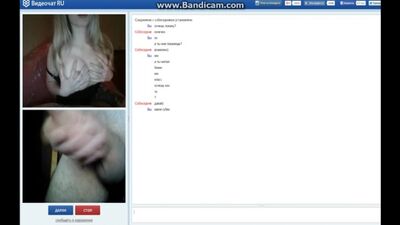A beautiful slut jerks off to a cock in a video chat [Video chat, slut, masturbation, orgasm]