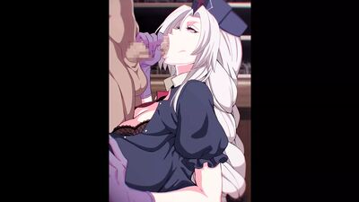 Eine vollbusige Hentai-Schönheit gibt einen Blowjob und bekommt eine Gesichtsbesamung
