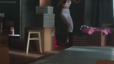 Polina Stremousova in white tights