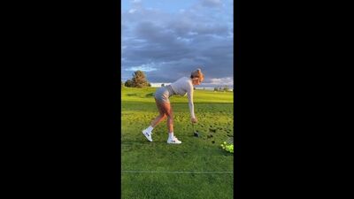 The charming golfer Paige Spiranac shows off the power of her swing