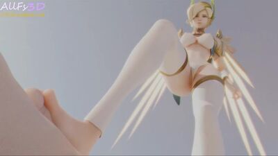 Mecry i Widowmaker – porno z grą „Overwatch” z footjobem [Full HD] (hentai 3D, hentai, porno 3D, R34, SFM, wąchanie stóp, fetysz stóp, dominacja)