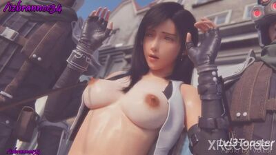 Policja zatrzymała Tifę Lockhart i przygotowuje ją do szczegółowego przesłuchania (Tifa Lockhart z Final Fantasy VII) [piękny, jędrny biust]