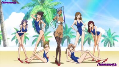 Villetta en maillot de bain, moment osé de l'anime Code Geass, Code Geass (scène érotique hentai, sexy et torride)