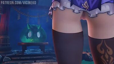 Keqing caça slimes de uma forma diferente - Keqing caça slimes de uma forma diferente porno hentai