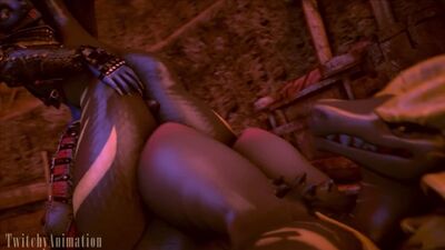 3D Yiff par TwitchyAnimation - Porno furry hétéro - Sexe - E621 - FYE - Monster Hunter - r34 - rule34 - Scalie - Un dragon baise avec un chacal violet