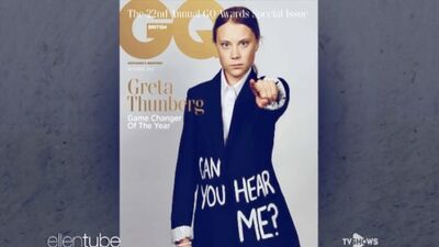 A famosa ativista Greta Thunberg no programa da Ellen DeGeneres. Dublagem em russo de programas de TV