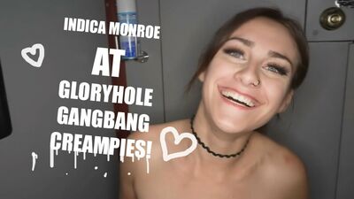 Gangbangs con corridas internas en el glory hole con Indika Monroe