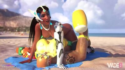 Symmetra hat Sex mit Torbjörn am Strand | Overwatch 3D-Hentai-Porno