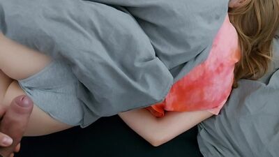 Brother masturbates while his sister is asleep