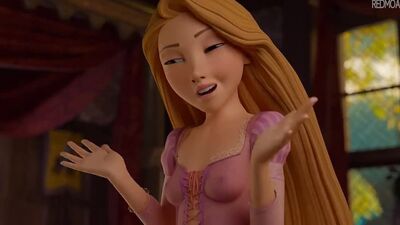 Enquanto o príncipe está inconsciente, Rapunzel masturba-lhe o pénis com as pernas (Porno caseiro de desenhos animados +18)