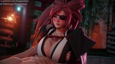 [Bouquetman] - Baiken (Guilty Gear) - Sexo entre os seios com a roupa vestida - 1080p