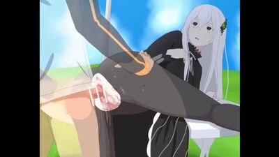 Echidna x Subaru Natsuki - animação; gif; posição por trás; orgasmo; creampie; squirt; látex; meias; pornografia hentai 3D [Re:Zero]