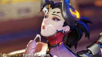 Mamada profunda de Devil Mercy - Porno de Overwatch [porno 3D, R34, hentai, SFM, violación, todo tipo de sexo, hentai 3D, felación, mamada, paja]