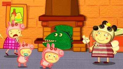 A Peppa Pig e os Três Leitões | Enfrentam um Dinossauro. Desenho animado JOGO PARA CRIANÇAS