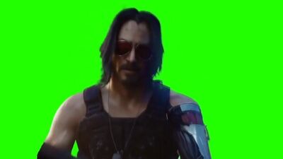 Keanu Reeves e il videogioco Cyberpunk 2077 Cyberpunk 2077 Filmato su sfondo verde