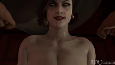 Lady Dimitrescu en position de domination (Resident Evil 8 : Village)