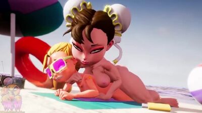 Fick Chun Li am Strand