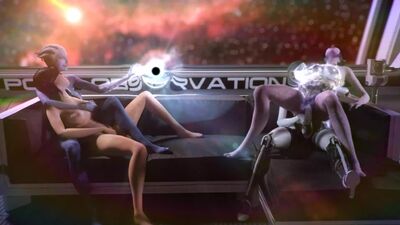 Tali, EDI, Liara, Miranda - yuri; lesbiche; sesso di gruppo; gangbang; cavalcata; vaginale; futanari; porno hentai 3D; [Mass Effect]