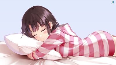 Une jeune fille dans un anime dort en serrant son oreiller dans ses bras - fond d'écran animé pour Wallpaper Engine