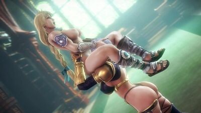 Sophitia Alexandra x Ivy Valentine - yuri; lesbianas; sexo oral; cunnilingus; lamidas; culo grande; porno hentai 3D; [Soul Calibur]