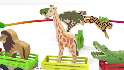Canções para crianças a partir de 1 ano. Desenhos animados educativos sobre carrinhos. O comboio - o jardim zoológico. Animais para crianças - teatro de marionetas