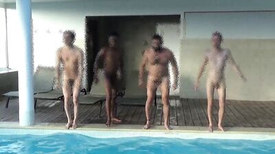 Four Men at Swimming Pool gay