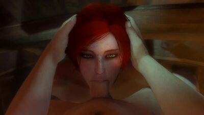 Triss Merigold: sexo oral; cunnilingus; mamada; garganta profunda; follada facial; dominación; polla grande; porno hentai en 3D; [The Witcher]