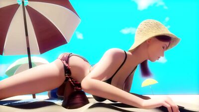 Hentai 3D futanari - Lion - Une tête dans le sable