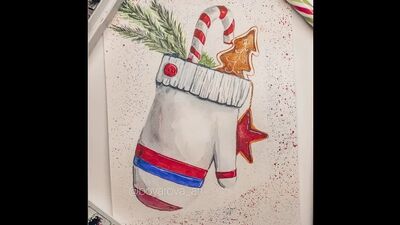 Desenho de Ano Novo em aguarela