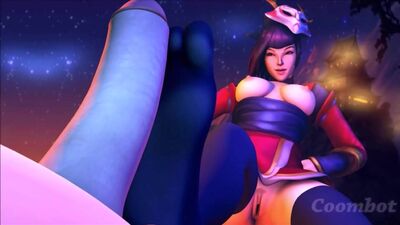 Akali KDA – pieszczoty stopami; fetysz stóp; masturbacja; pończochy; hentai z seksem 3D; [League of Legends]