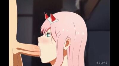 Zero Two (Código 002) - sexo oral; minet; broche; garganta profunda; foda na cara; pornografia hentai 3D; [Darling in The FranXX]
