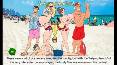 Jogo erótico em Flash da Meet and Fuck: «Busty Family Cheer Squad - Beach Day» – apenas para adultos, proibido a menores!!