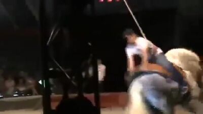 Un type bourré au cirque a décidé de faire un tour à cheval. Trop drôle ! Les meilleures vidéos de 2013 sur la chaîne !