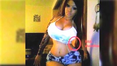 Critérios de beleza feminina e retoques fotográficos malfeitos no rabo, na silhueta e no peito em selfies no Photoshop